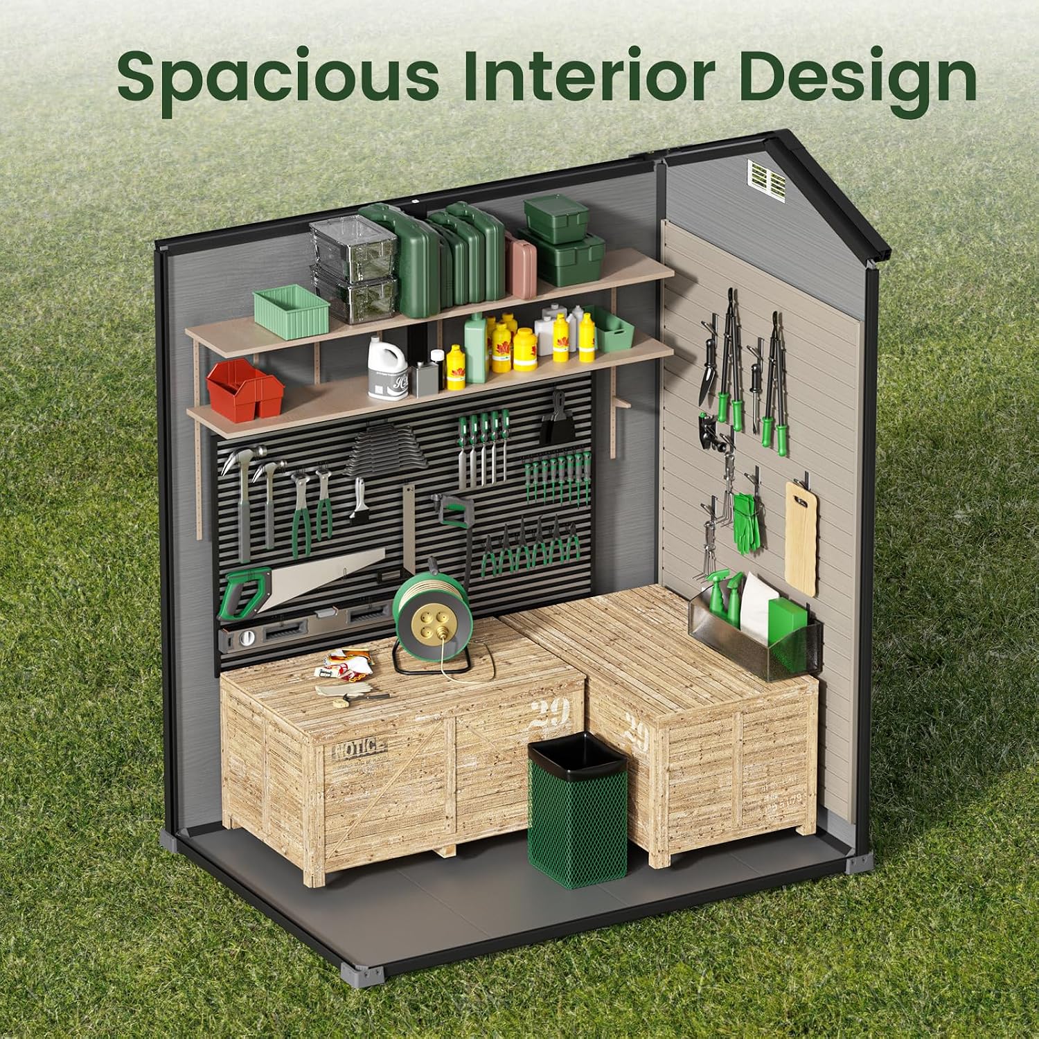 Garden Tools - Capanno da esterno con pavimento, in