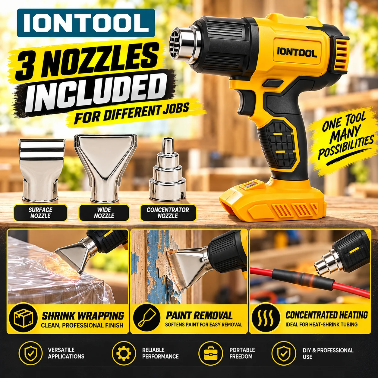 IONTOOL Giallo 550 ℃   Pistola - Cordless Heat Gun For Shrink Tubing recensione e prezzo